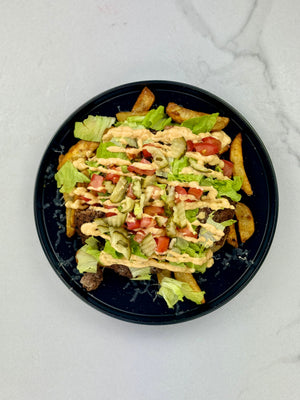 Smashed burger loaded fries