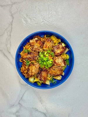 Pork belly sesame peanut noodles