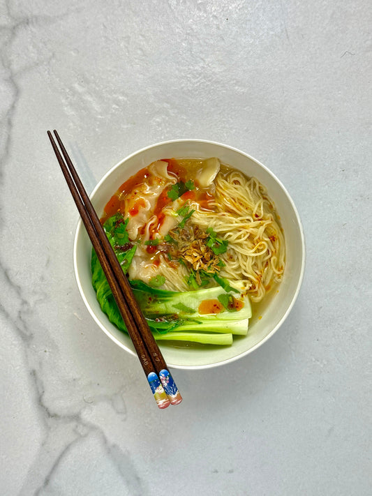 Dumpling & cabbage noodle soup