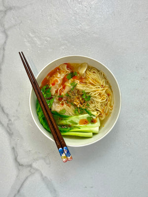 Dumpling & cabbage noodle soup