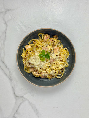 Creamy chicken, bacon & mushroom pasta