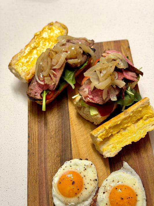 Loaded steak sandwiches