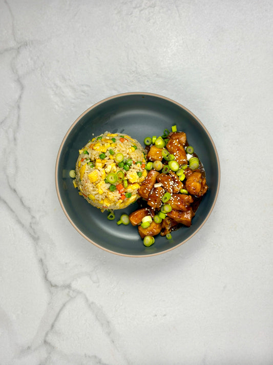 Honey garlic chicken & egg fried rice