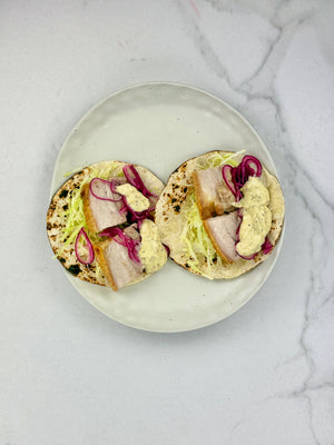 Maple Mustard Pork Belly Tacos