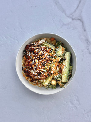 Cucumber & chicken noodle salad