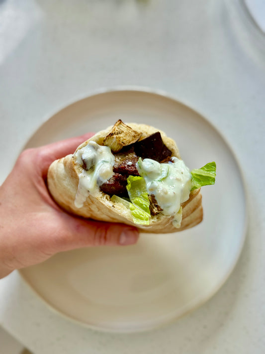 Lamb & eggplant stuffed pitas