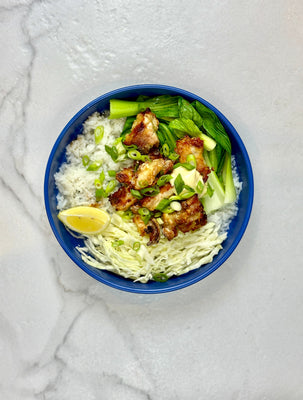 Crispy garlic miso chicken & brothy rice