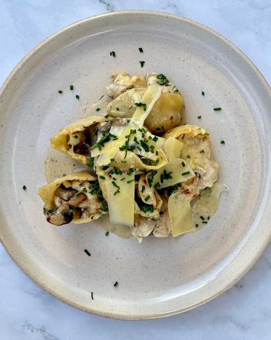 Creamy chicken stuffed shells