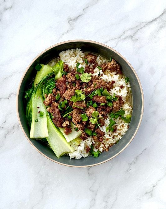 Crispy cumin lamb w/ brothy rice