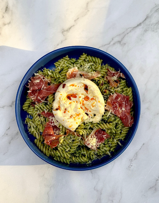 Spicy pesto cascatelli