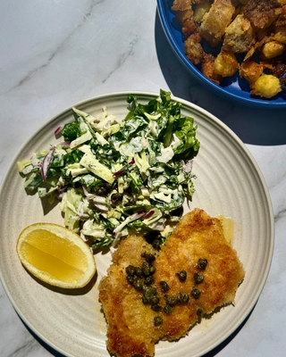 Chicken schnitty w/ herb salad