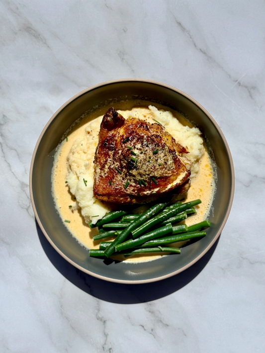Honey garlic chicken & mash