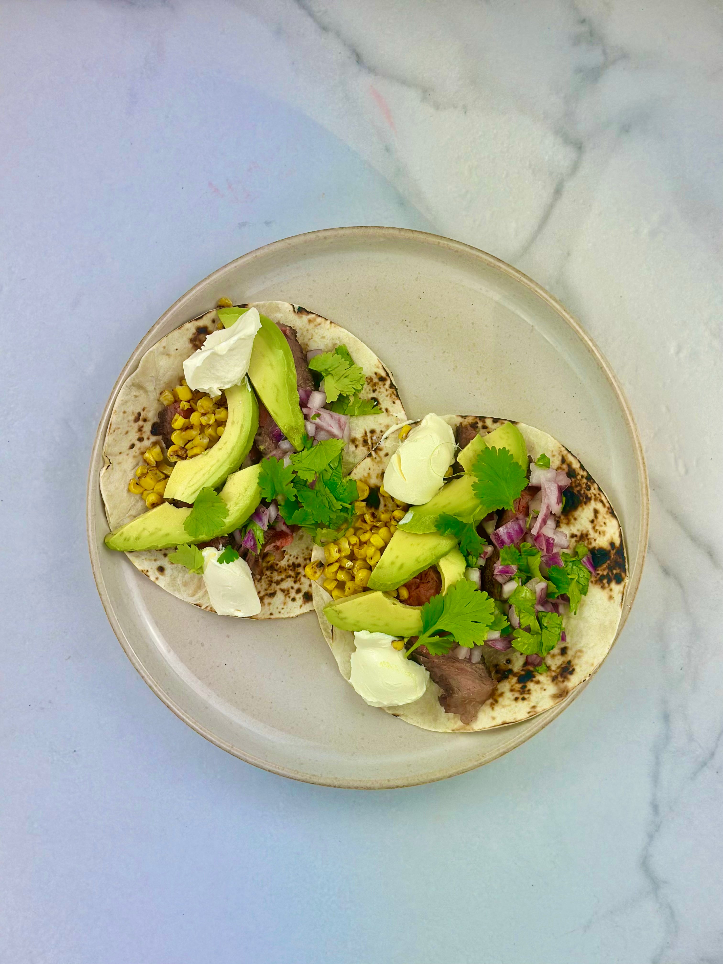 Coriander lime steak tacos