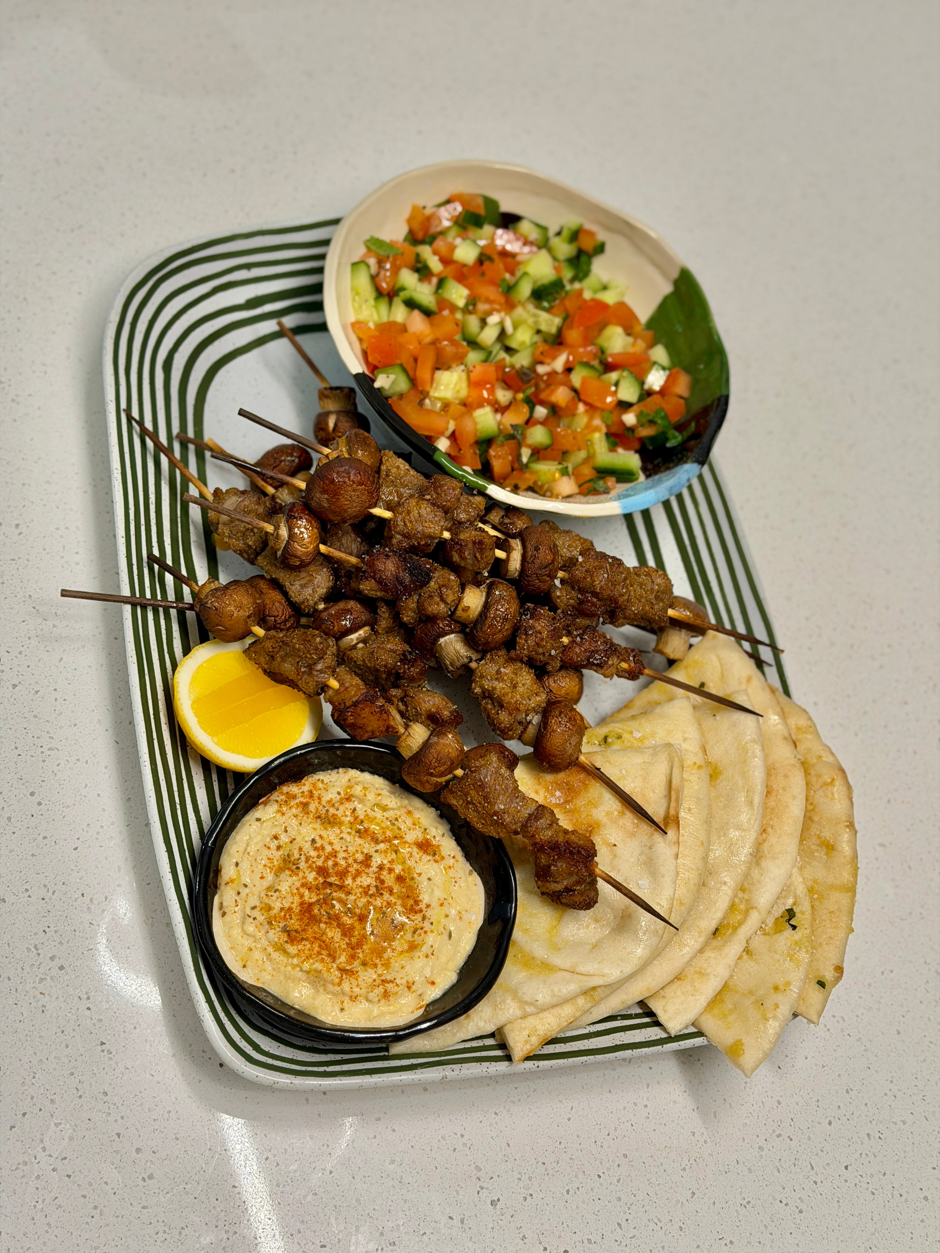 Lamb skewer platter