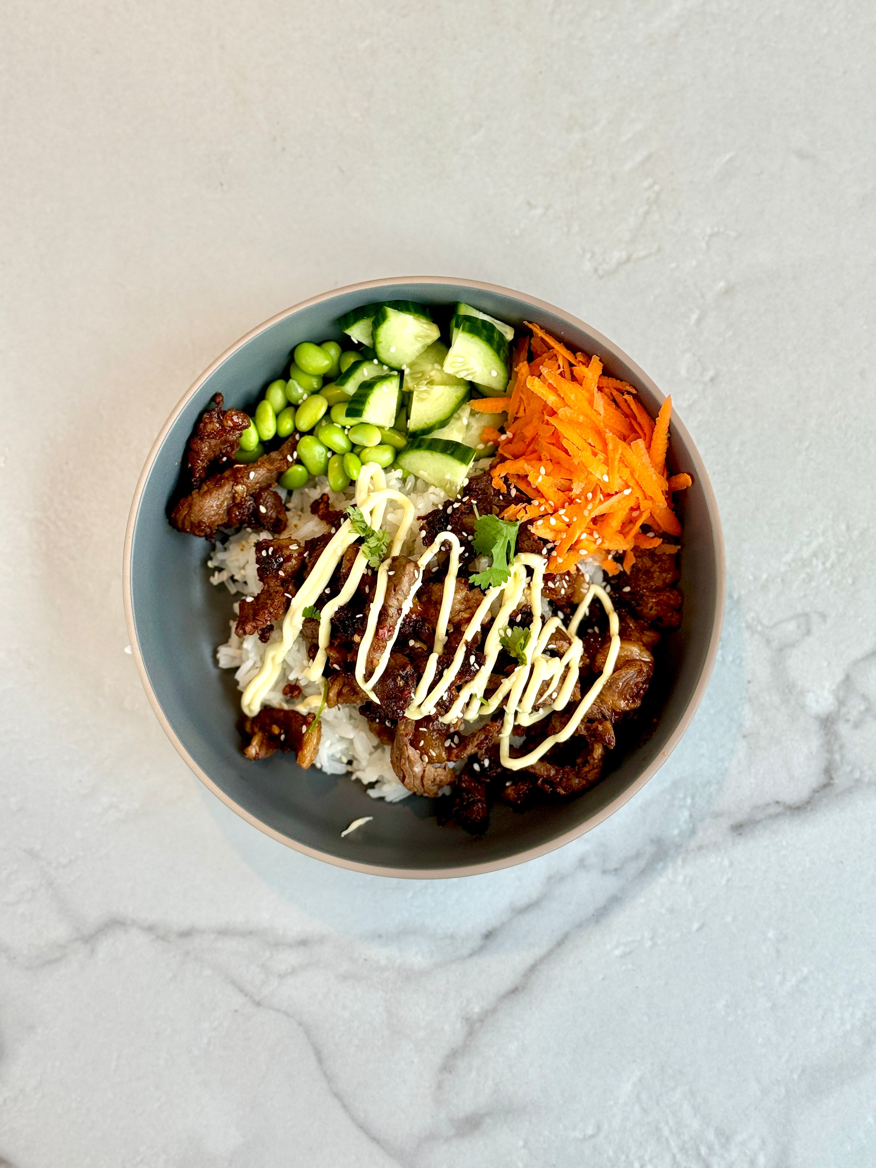Korean style beef rice bowl