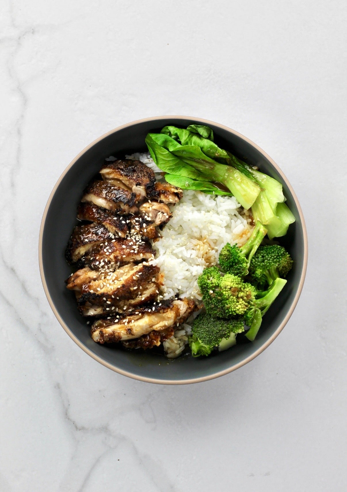 Honey garlic chicken & rice bowl