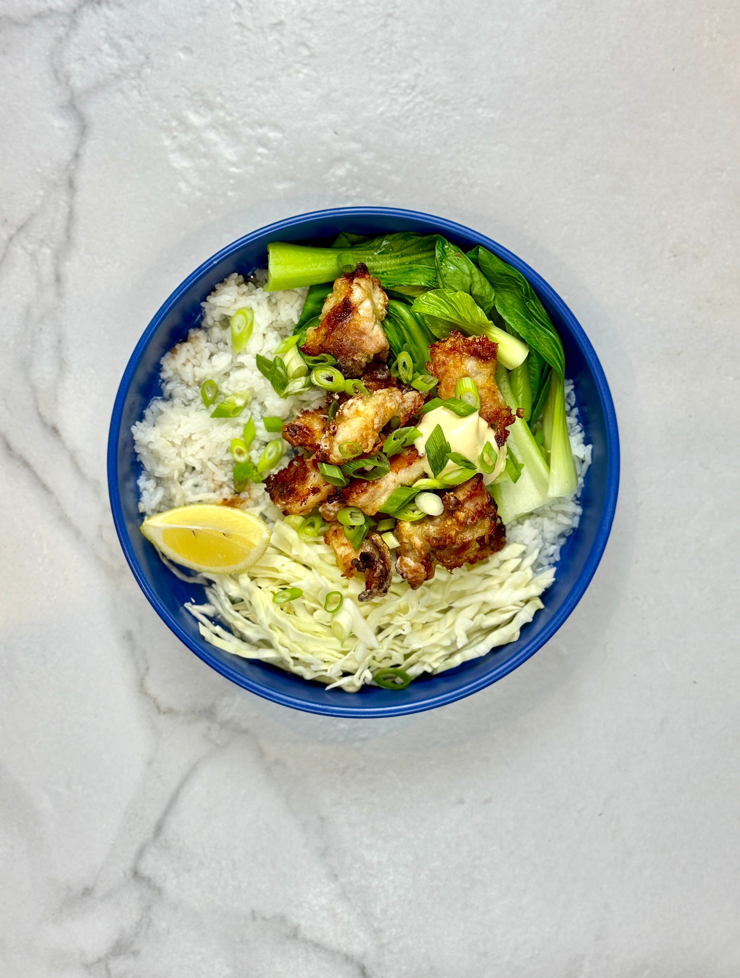 Crispy garlic miso chicken & brothy rice