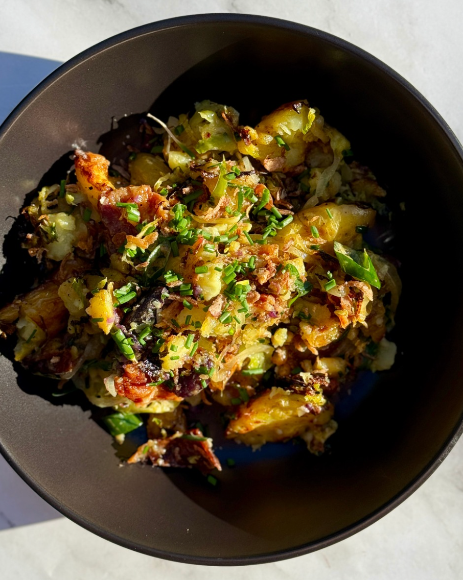 Lemon pepper smashed potato salad
