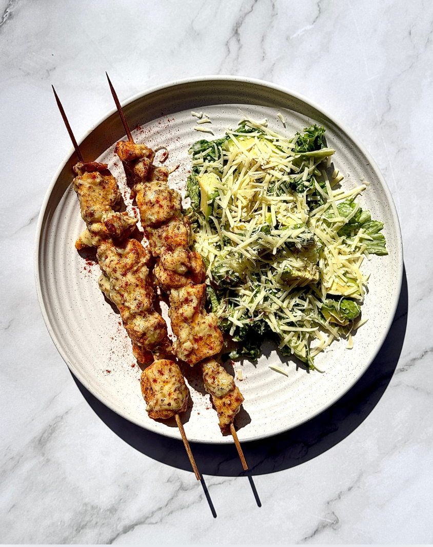 Garlic parm chicken & caesar salad