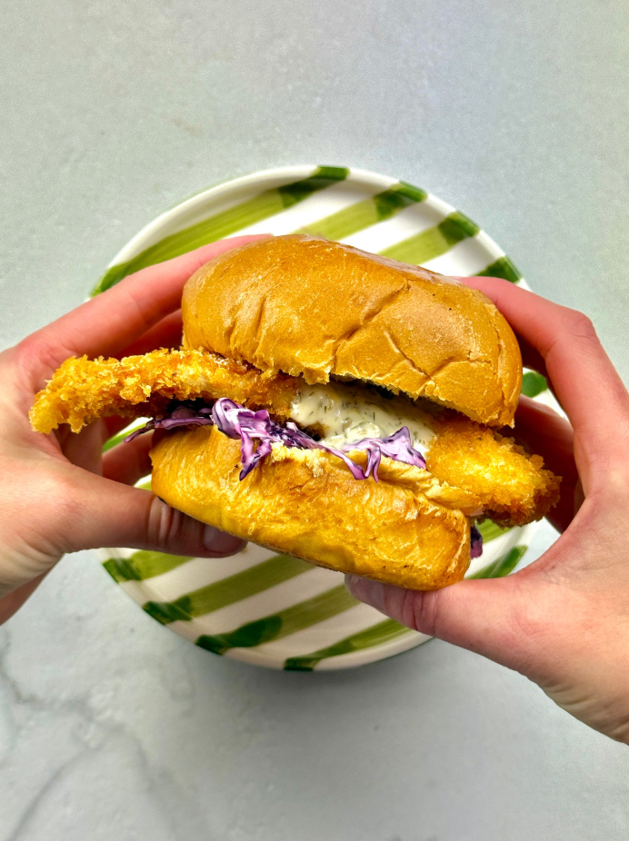 Crumbed fish burgers