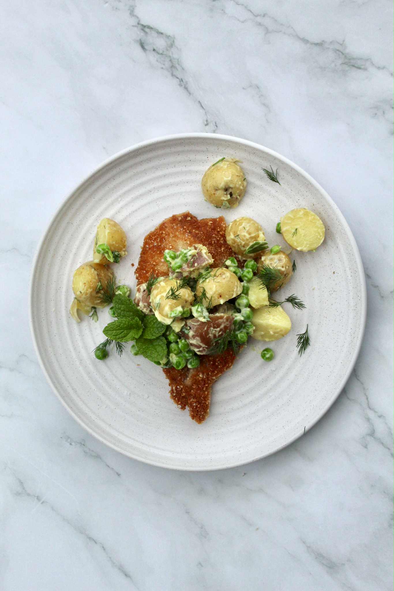Crispy Pork Cutlets w/ Herby Potato Salad